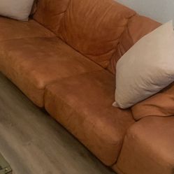 ****$400 Real Leather Orange Sofa!!!***