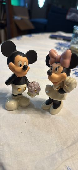 Porcelain Mickey and Minnie salt and pepper shakers by Lennox