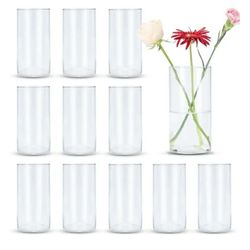 New 8 Inches Tall (20 cm) Clear Glass Cylinder vases,Pack of 12 Centerpiece Flower Vase,Floating Candle Holder for Home & Garden Decor, Wedding, Party