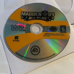 Madden 09 All Play Nintendo Wii Disc Clean
