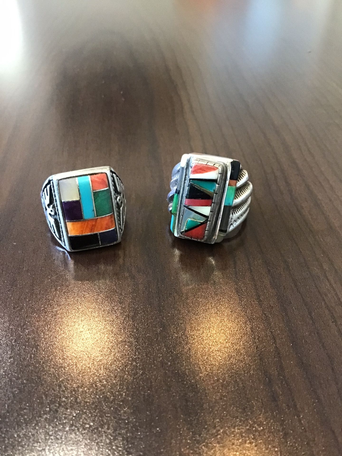 925 inlayed gemstones men’s size 12.5 rings. $200 ea