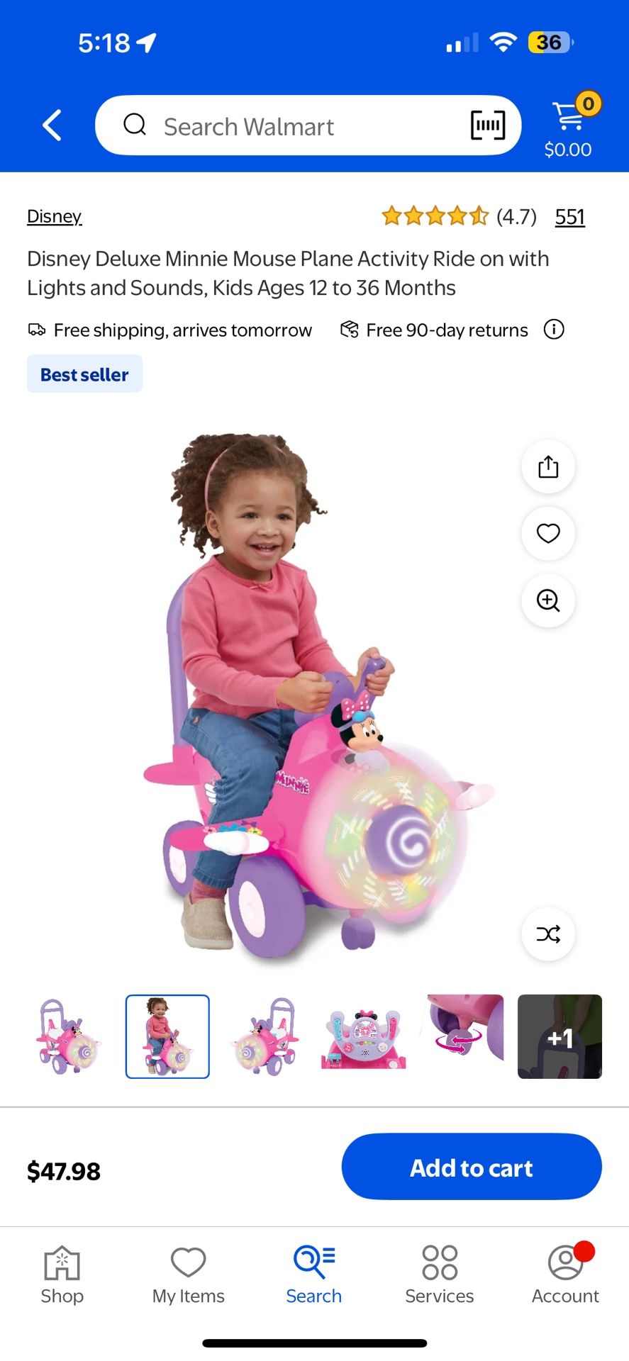 Disney Deluxe Minnie Mouse Plane Activity Ride on with Lights and Sounds, Kids Ages 12 to 36 Months