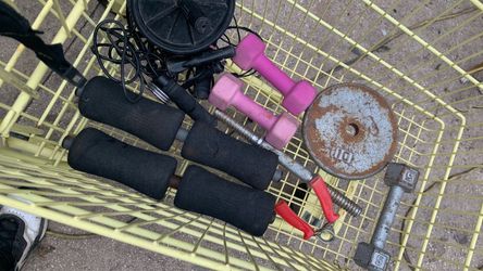 Mixed Lot of Used Exercise Weights and Equipment