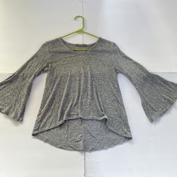 Caution To The Wind Womens Top Sz S Gray Bell Sleeve Criss Cross Front Stretch