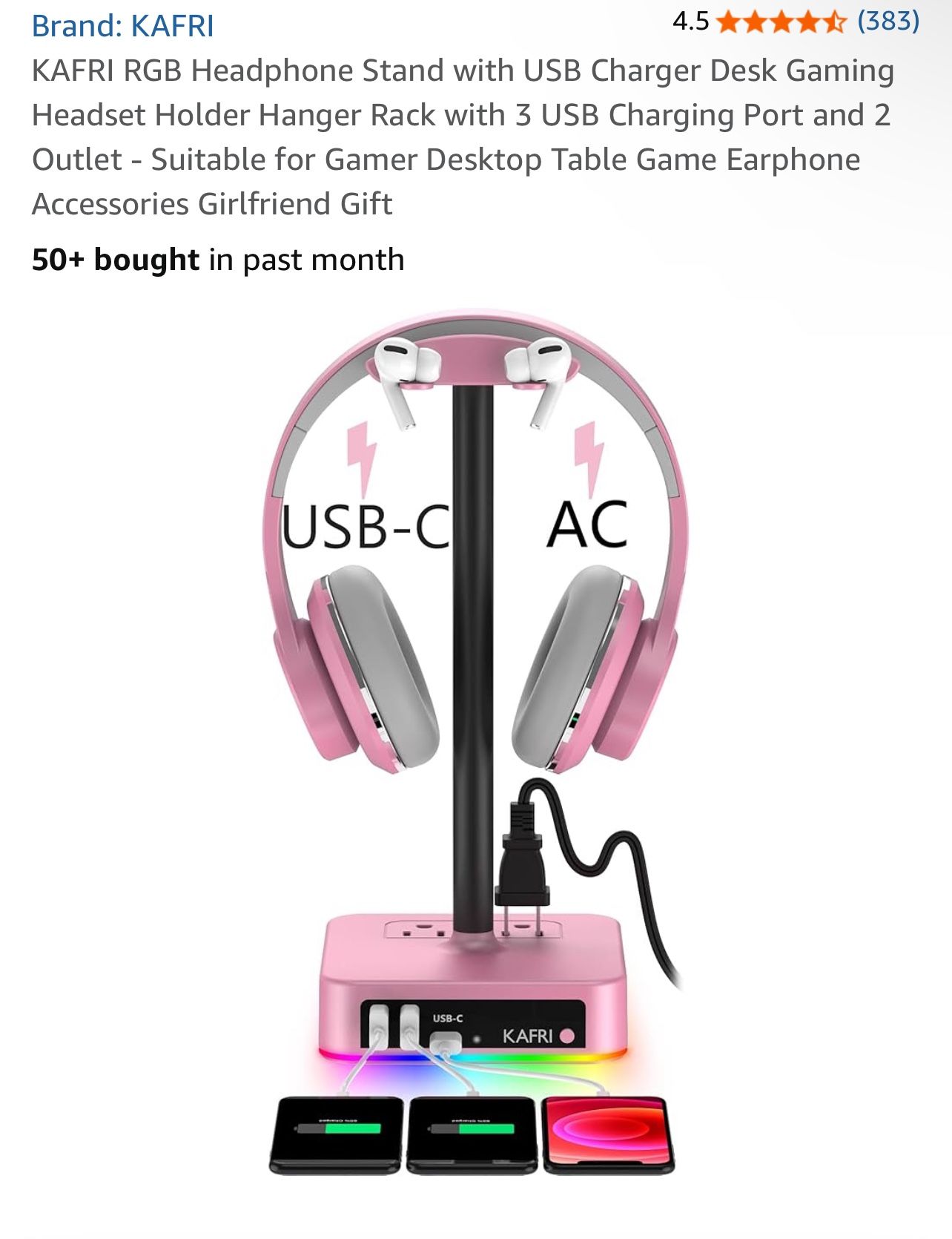 RGB Kafri Headphone Stand W/ USB Charger !