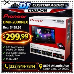 Pioneer DMH Series 6.8" Touchscreen Stereo Double Din Bluetooth USB Apple Carplay Android Auto 13-Band EQ DMH-2000NEX 🚨 Payment Options Available 🚨