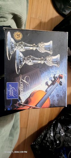 Vintage Cristal d'Arques Longchamp 24% Lead Crystal Candlestick Holders - Pair (Made in France)