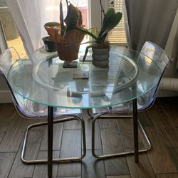 Round Glass Dining For 2