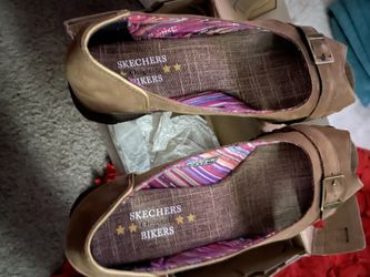 Open Toed Sketchers Ladies Shoes.brown .slip One.