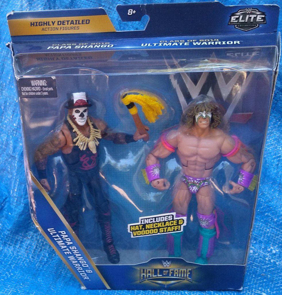WWE Elite Collection Papa Shango & The Ultimate Warrior Action Figure 2 Pack MOC MIP Mattel 2016 World Wrestling Entertainment