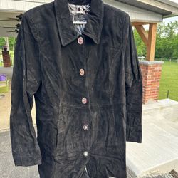 Dennis by Dennis Basso Genuine Suede Leather Women’s Jacket (Black) Size Large