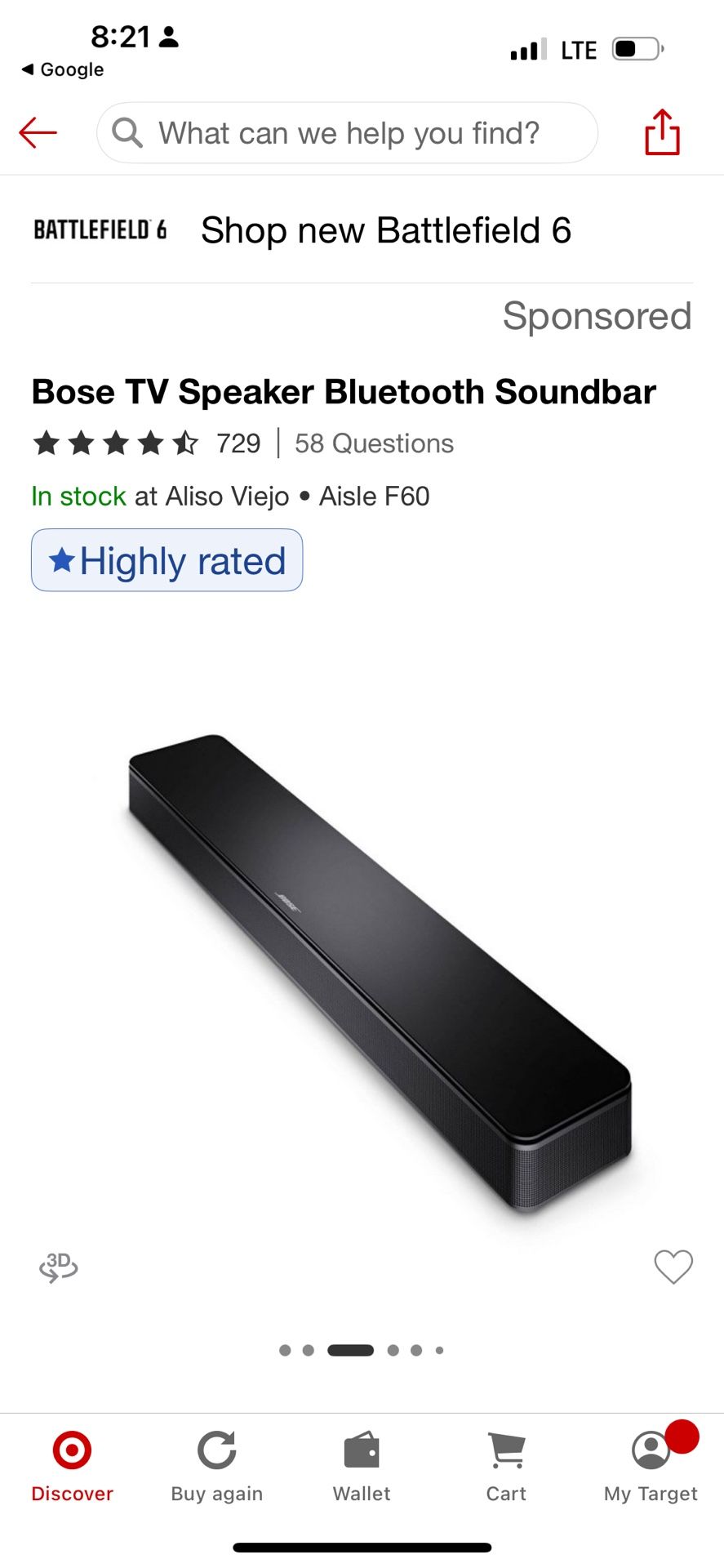 BOSE SOUND BAR MODEL 431974