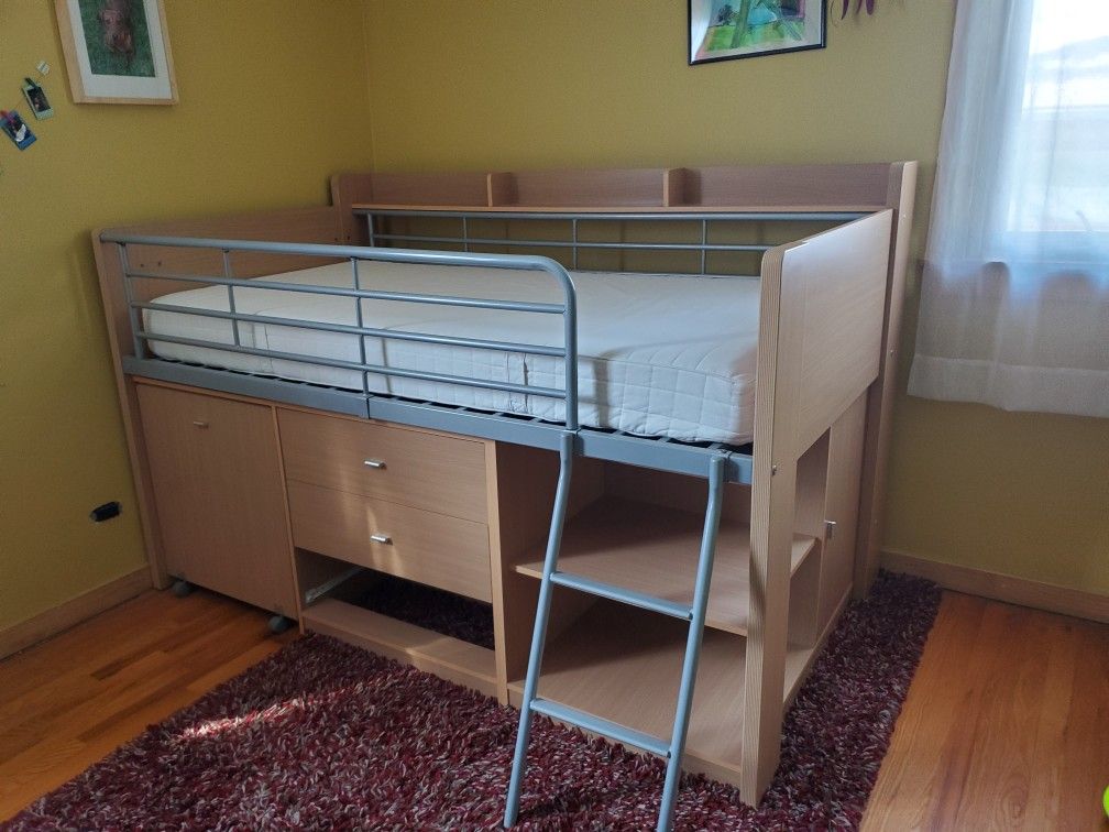 Kids loft bed with desk