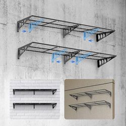 2-Pack 2x5 ft Garage Wall Shelving, Holds up to 500 lbs Metal Garage Wall Shelving
