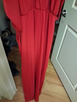 Red Maxi Dress with Cinched Waist