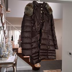 Brown feather jacket size large