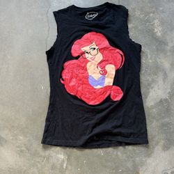 0537 Disney Ariel with Glasses Black Tank Top L