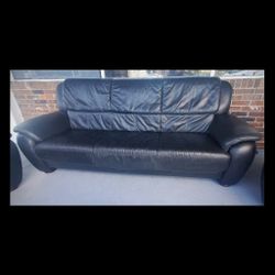 Black Italian Leather Sofa Couch