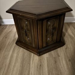 Vintage Hexagon Storage End Table