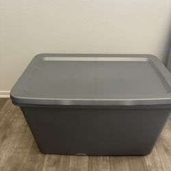 Sterilite Large Storage Bin, 18 Gallon Plastic Storage Container with Snap-On Lid, Gray