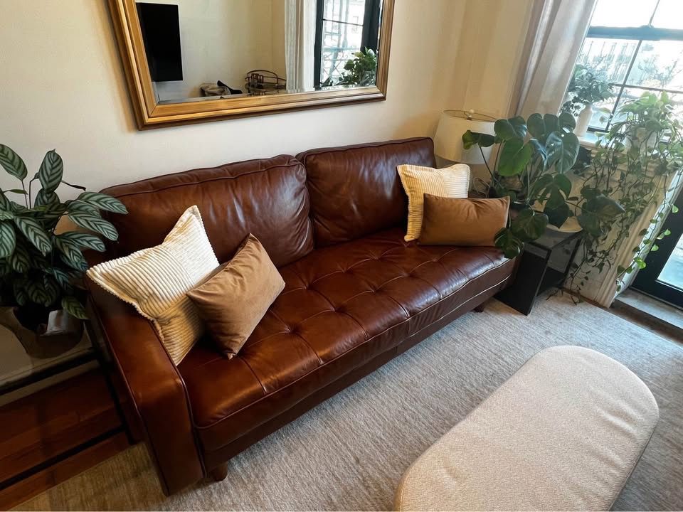 Modern Leather Sofa , Loveseat, No Credit Required🍁