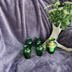 VTG Vecchia Murano Green/ Gold Vase