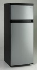 7.5 CF Two Door Apartment Size Refrigerator - Black Cabinet with Platinum Finish Doors