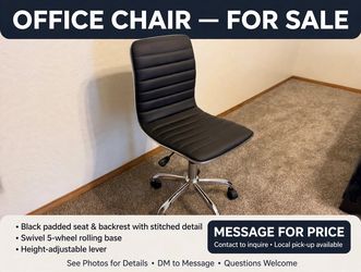 Black Armless Office Chair with Chrome Base