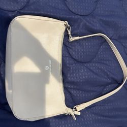 Amelie Galanti Beige Shoulder Bag Small Minimalist Zip Top Purse Neutral