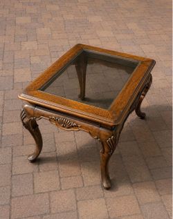 Solid Wood and Glass Top Table