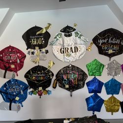 Graduation Large Balloons Ready For You. Just Select Your Stars Or Add More Grad 18” Balloons 