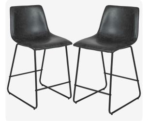 Grey Mid-Century Modern Upholstered Counter Stool with Metal Frame