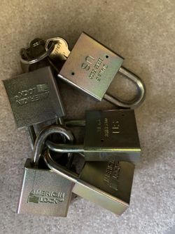 5 American Padlocks with Keys – $50 OBO