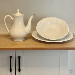 Vintage Coffee Pot, Platter, Bowl