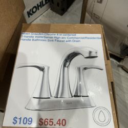 MOEN Graeden 4 in. Centerset 2-Handle High-Arc Bathroom Faucet in Chrome 