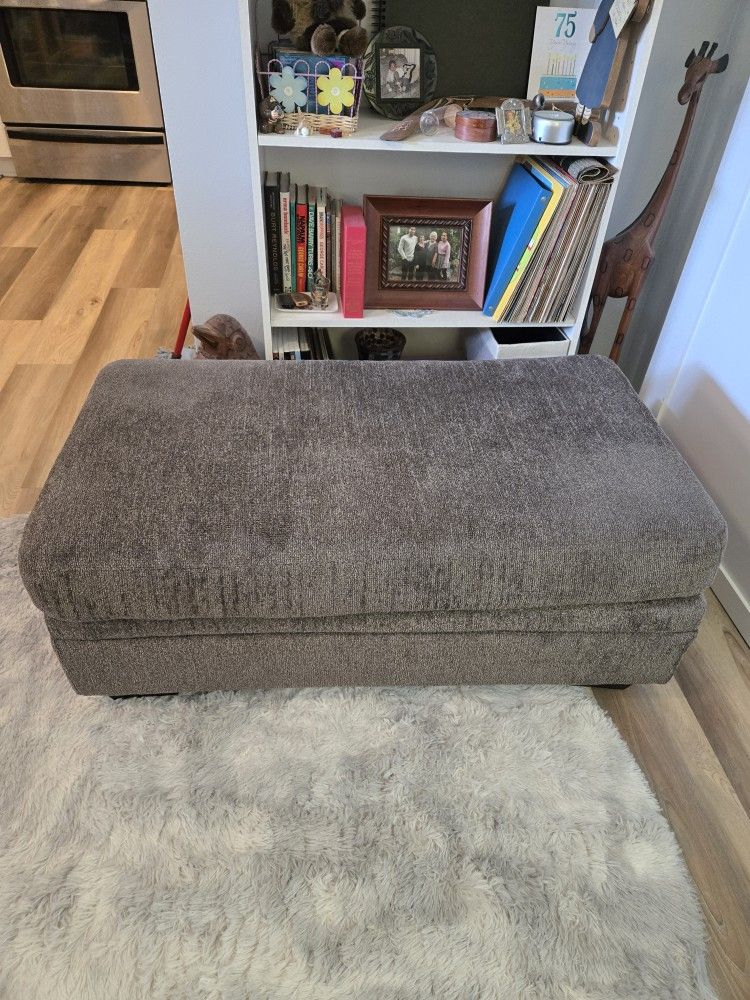 Charcoal Fabric Ottoman