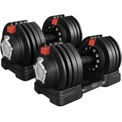 Adjustable Dumbbells Set 52.5LB Fast  Adjust Weight Set Pair