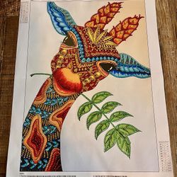 Diamond Art Painting on 12x16 Inch Canvas with Special Shaped Rhinestones/Shiny Crystal Gems for Home Wall Decor, Cute Boho Giraffe with Leaf In Mouth