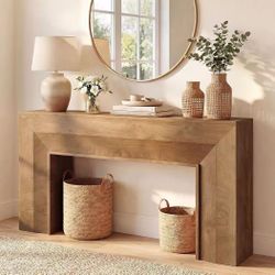 QL0041 New assembled 63-Inch Entryway Table, Farmhouse Narrow Sofa Console Table Behind Couch, for Entrance, Hallway, Foyer, Living Room, Rustic Brown