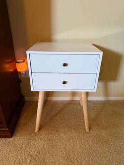 Mid-Century Modern style White 2-Drawer Nightstand