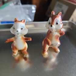 Vintage Ceramic Chipmunk Figurines