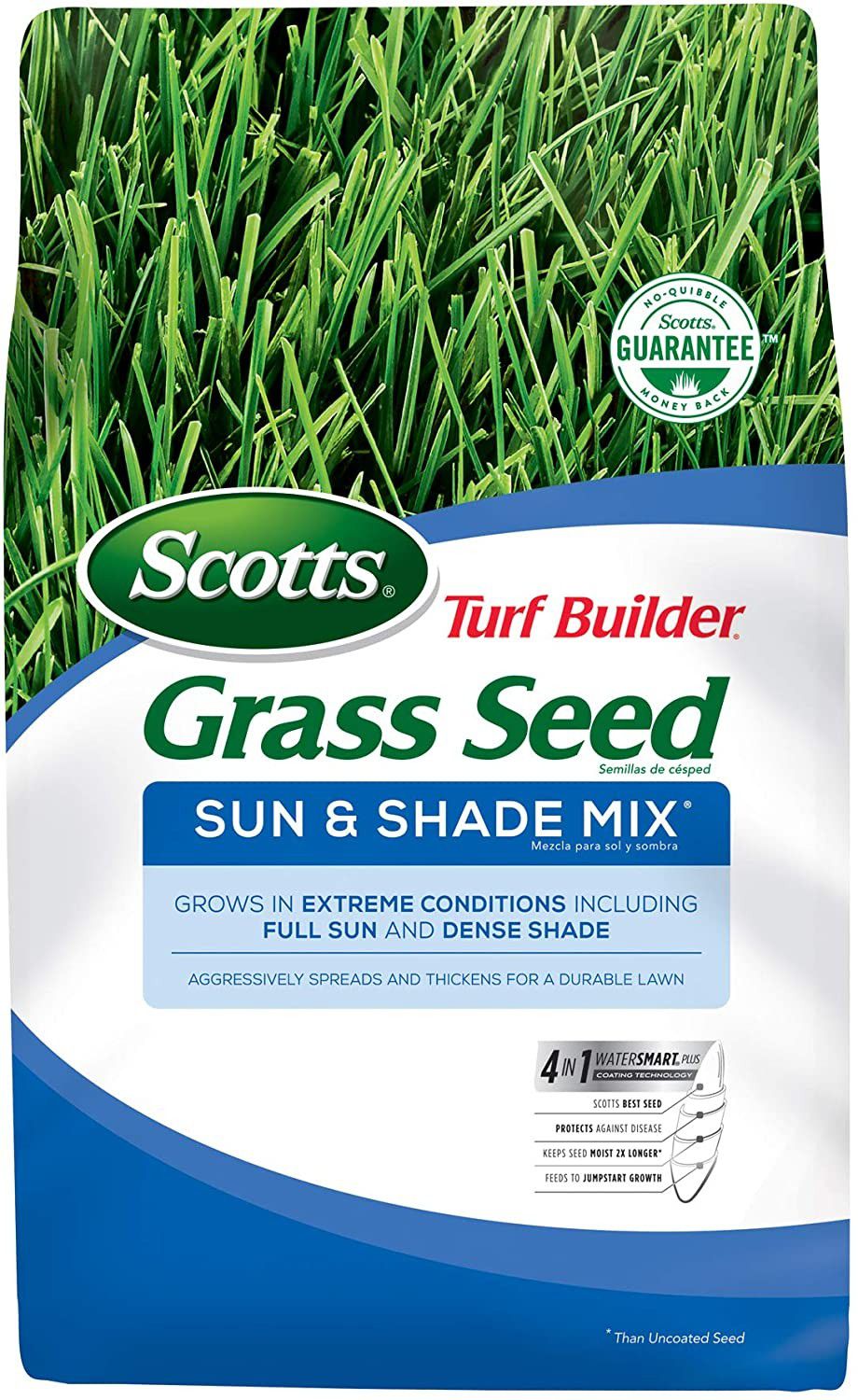 Scotts Turf Builder Grass Seed Sun & Shade Mix - Shade & Drought Resistant Grass Seed for Lawns 7lb