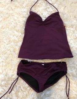 Victoria Secret Tankini top and ruched side tie hipster bottom size 4