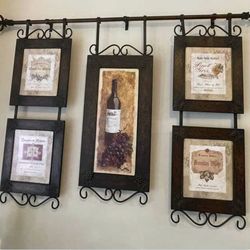 Wine-Themed Wall Art – Metal Frame Set