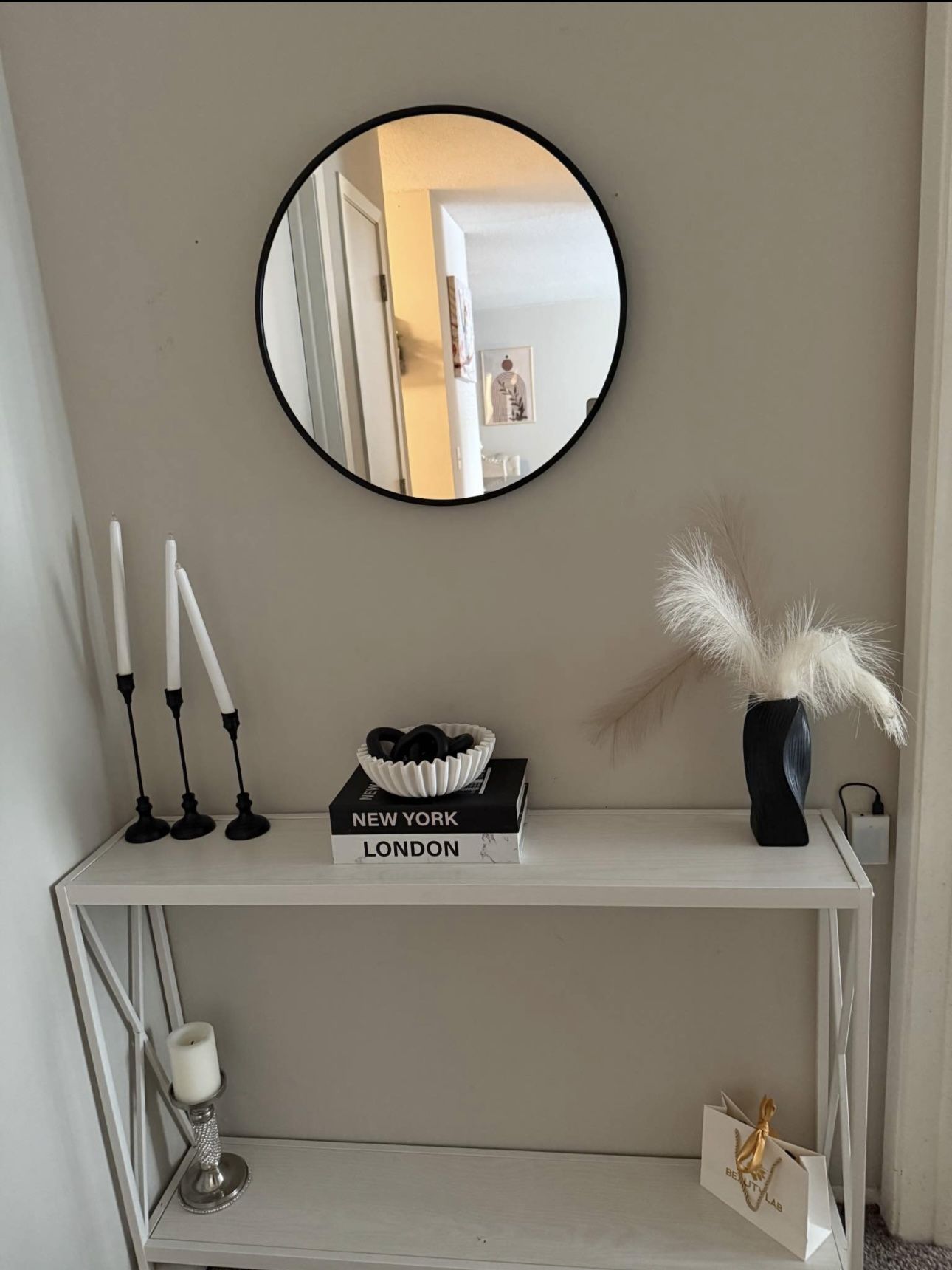 Console Table And Round Mirror