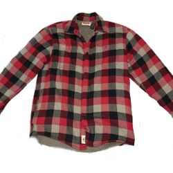 Wrangler Men/Women’s Sherpa Lined Flannel Button Work Shirt Jacket Red White Blk