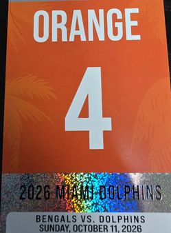 Orange parking pass - Dolphins Vs Bengals