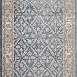 Blue and beige area rug