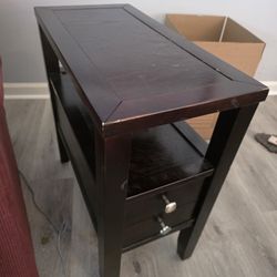 Ashley Furniture Espresso Wood Chairside End Table w/ 2 Drawers