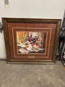 Large Framed Floral Print Double Matted